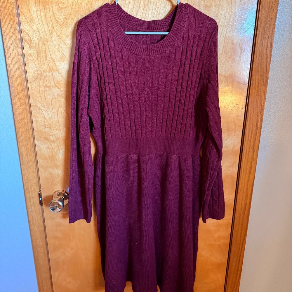 Bloom Chic Burgundy Sweater Dress